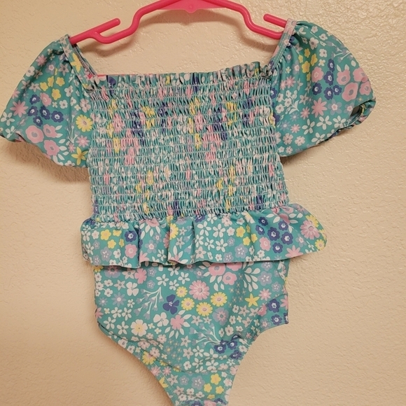 Tommy Bahama Smocked Blue Floral Swimsuit - Picture 3 of 4